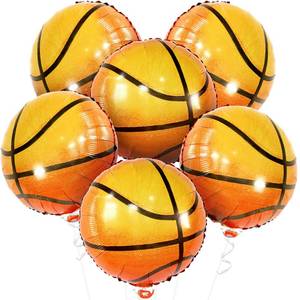 lot 703 image: Katchon Orange Foil Basketball Balloons - 18 Inch, Pack Of 6  Basketball Decorations For basketball Birthday Party Decorations  Space Jam Party decorations  Sports Balloon Arch Kit - Retail $10