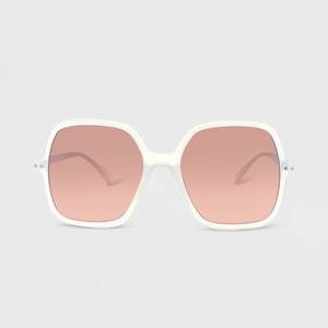 lot 111 image: Womens Plastic Square Sunglasses - Wild Fable Off-White - Retail $12