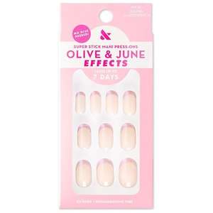 lot 139 image: Olive & June Fake Nails - Effects Olive & June Press-On Nail Effects Tabs - S Round - Glazed French - 32ct - Retail $12