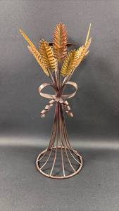 lot 24 image: Metal Wheat Sheaf Decorative Candle Holder for 3 inches diameter pillar candle