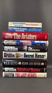 lot 33 image: W.E.B. Griffin Military Fiction Novel Collection Hardcover and Paperback