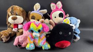 lot 37 image: Large Lot of Plush Animals Including Ladybug Squishmallow