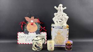 lot 39 image: Halloween and Christmas Seasonal DecorationsCandles