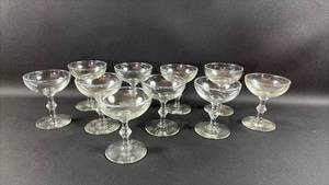 lot 62 image: Vintage Elegance Ten Anchor Hocking Georgian Coupe Champagne Glasses