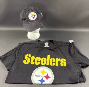 lot 68 image: Steelers Ball Cap and Tshirt Mens Medium