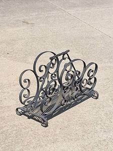 lot 99 image: Wrought Iron Holder with Ornate Scrollwork