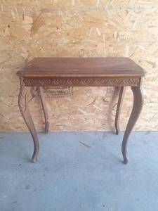 lot 206 image: Carved Wooden Console Table with Ornate Details, Needs Some Repair