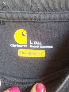 lot 411 image: Carhartt Mens Original Fit Pocket T-Shirt Size L Tall
