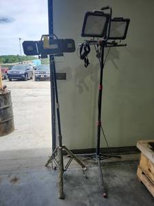 lot 16682 image: Husky LED Work Light System with Tripod Stand - Set of 2