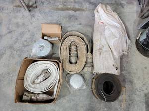 lot 17784 image: Industrial Fire Hose Collection with Couplings and Accessories