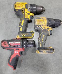 lot 17892 image: Milwaukee M12 and DeWalt DCD791 DCD708 Cordless Drill Driver Collection