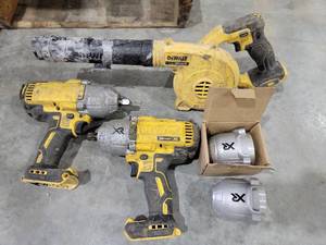 lot 17901 image: DeWalt 20V MAX Cordless Power Tool Bundle with XR Hammer Drill Blower and DX Adapters