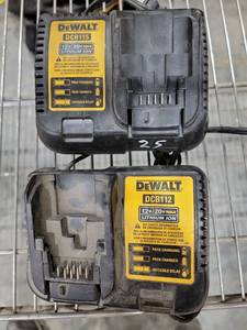 lot 17948 image: DeWalt DCB115 and DCB112 12V20V MAX Lithium Ion Battery Chargers Set