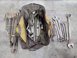 lot 17966 image: Mixed Hand Tool Collection with Wrenches and Sockets