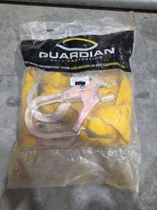 lot 17999 image: Guardian Fall Protection 6 Foot Double Leg Shock Lanyard with Rebar Hook