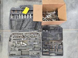 lot 18166 image: Mixed Tool Lot with Socket Sets, Drill Bits, and Wrenches