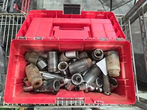 lot 18167 image: Red Toolbox with Mixed Socket Set Collection
