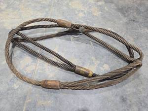 lot 18229 image: 34 Inch Steel 5 Foot Wire Rope Lifting Cable with Loops Set of 2
