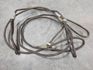 lot 18280 image: Set of 2 Steel Wire Rope Lifting Cable with Loops - 58in x 10ft&nbsp