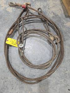 lot 18281 image: Set of 2 Steel Wire Rope Lifting Cable with Loops - 12in x 18ft &amp 12 x 14ft