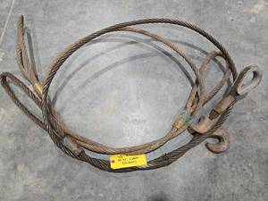 lot 18282 image: Set of 2 Steel Wire Rope Lifting Cable with Loops - 58in x 10ft&nbsp