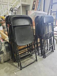 lot 16803 image: Black plastic Folding Chairs Set
