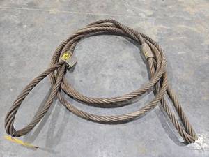 lot 18297 image: Steel Wire Rope Lifting Cable with Loops - 34in x 20ft&nbsp
