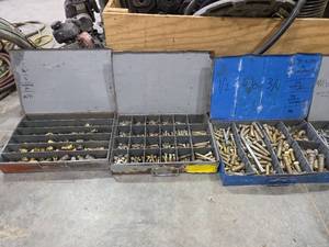 lot 18474 image: Metal Tool Box Organizers with Assorted Bolts Nuts Washers Hardware Collection