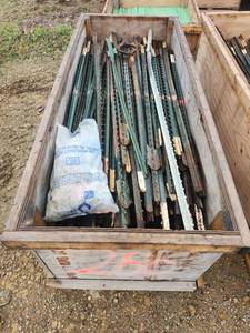 lot 15378 image: Steel T-Posts and Farm Fence Posts in Wooden Storage Crate