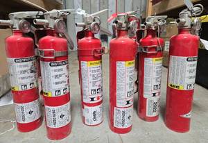 lot 20611 image: ABC Fire Extinguishers Dry Chemical 2.5 lb - Set of 6