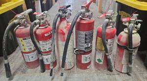 lot 20615 image: Fire Extinguisher Collection Set of 6 Varying Sizes -&nbsp All Full