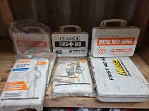 lot 20661 image: Construction Safety Equipment Lot - First Aid Kits, Heat Stress Kit, Protective Coveralls