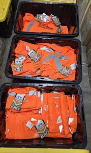 lot 20672 image: Bulk Lot of Pyramex Hi-Vis Safety Work Shirts with Reflective Stripes