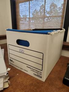 lot 22206 image: Set of 5 Quill Economy Record Storage Box with Hanging File Folders