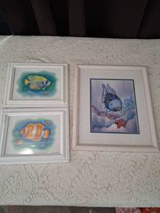 lot 24 image: Set of 3 Framed Marine Life Prints