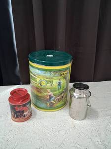 John Deere Collectible Tin Container with Farming Scene