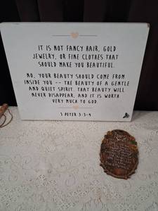 lot 28 image: Religious Wall Art Bundle Bible Verse Sign and Serenity Prayer Plaque