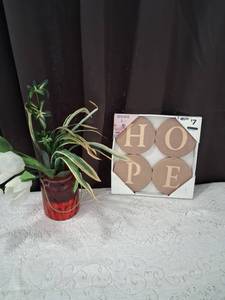 lot 29 image: HOPE Wooden Letter wall art set with vase