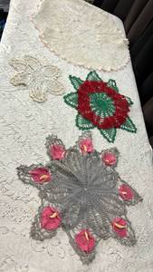 lot 85 image: Handmade Crochet Doilies with Floral Motifs