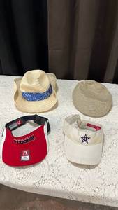 lot 88 image: Mixed Hat Collection Bundle - Straw Sun Hats and Sports Visors