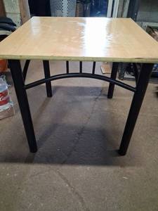lot 142 image: Square Dining Table with Black Metal Base