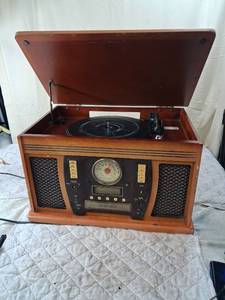 lot 161 image: Wood Multi-Function Music Center with Turntable