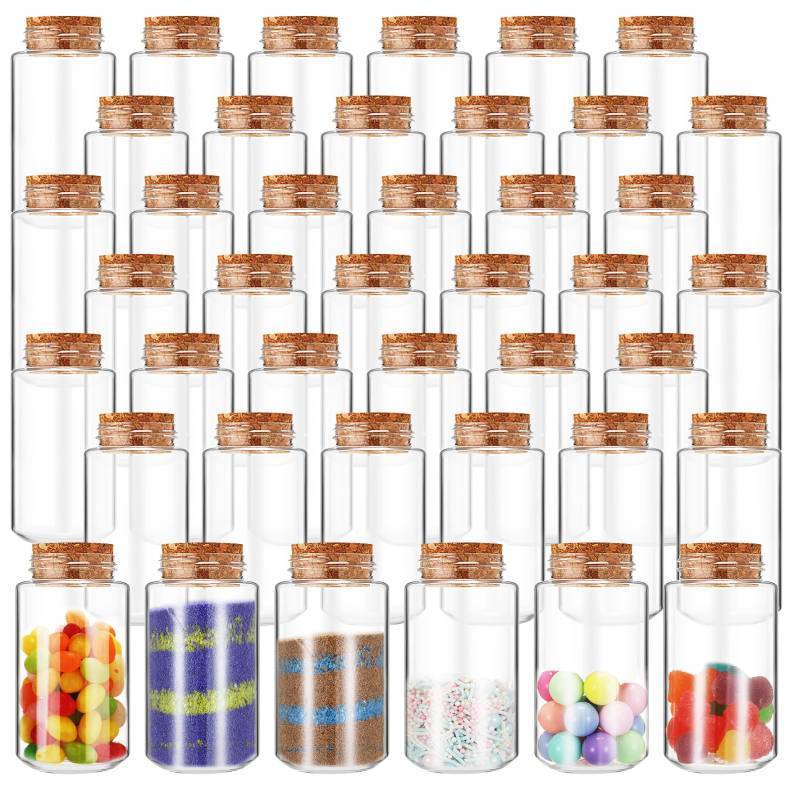 lot 1158 image: Nuenen 50 Pcs 3oz Plastic Sand Art Bottles with Corks Stoppers Small Clear Containers for Sand Art Mini Vial Potion Bottles Plastic Jars with Lids for DIY Arts and Craft Supplies&nbsp&nbsp