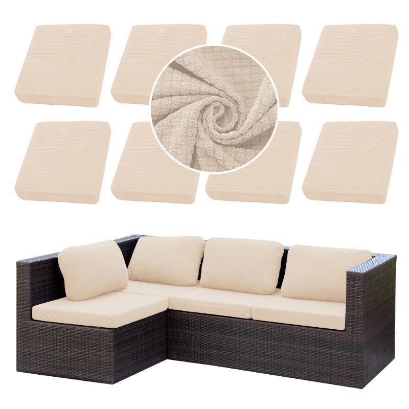 lot 1195 image: SUKAIKEQA Outdoor Cushion Covers Set,8PCS Patio Furniture Couch Seat Slipcovers, Replacement for Sofa Sectional Chair(Cover Only) - Retail $45