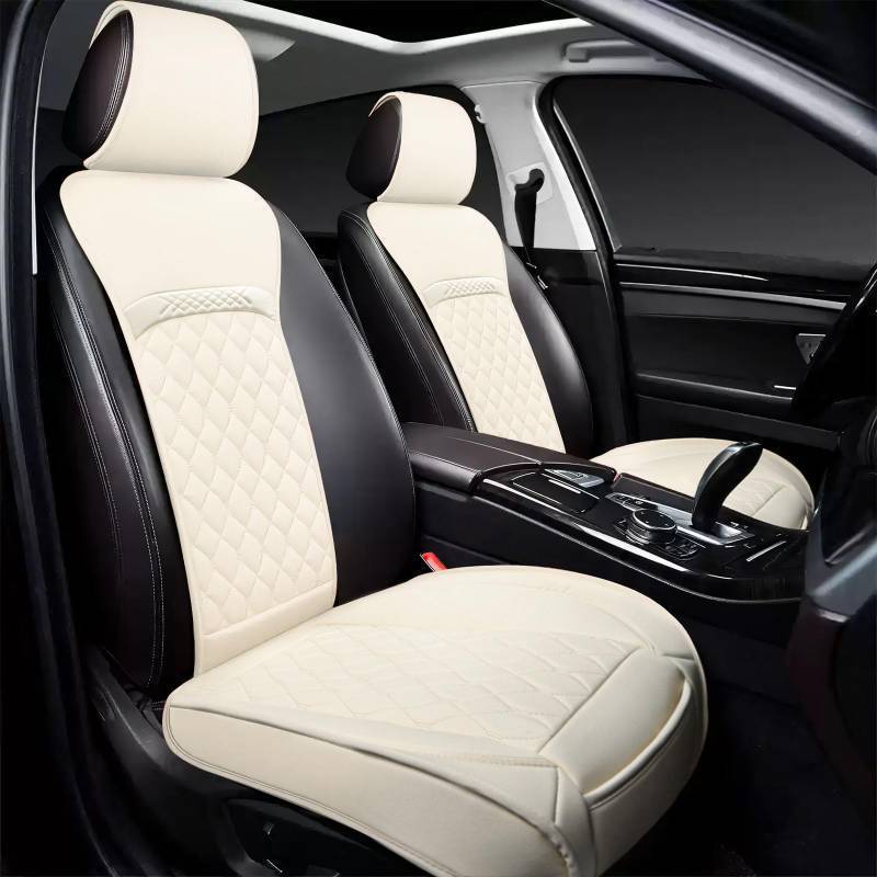 lot 1221 image: Joy Forserve Front Car Seat Covers for Volkswagen,Leather Waterproof Seat Protector Custom Fit Volkswagen VW Beetle Jetta Passat Tiguan Taos Atlas ID.4,2 Pack,Off-White&nbsp&nbsp