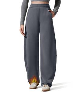 lot 2308 image: G4Free Womens Baggy Barrel Pants Fleece Lined Wide Leg Sweatpants Casual Thermal Palazzo Trousers Lounge Winter Sweat Pants(Dark Grey,M,Petite) - Retail $50