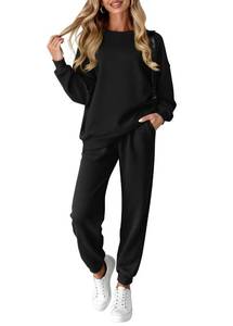 lot 2321 image: KIRUNDO Sweatsuits Women 2 Piece Outfit Matching Workout Lounge Sets Spring Fall Clothing Tracksuit Airport Travel Outfits(Black,Medium) - Retail $49