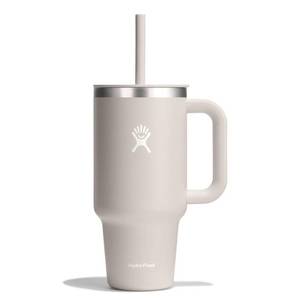 lot 2325 image: Hydro Flask 32oz All Around Travel Straw Tumbler - Oat Double-Wall, BPA-Free, Spillproof - Retail $35