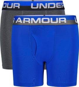 lot 2327 image: Under Armour Boys 2-Pack Solid Performance Boxer (Big Kids) Ultra Blue SM (8 Big Kid) - Retail $19