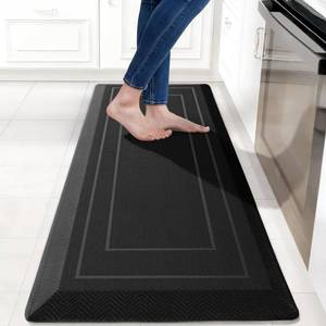 lot 2338 image: UKISS 910 Extra Thick Cushioned Anti Fatigue Kitchen Mat, Waterproof High Density Foam Standing Desk Mat, Non-Slip Ergonomic Comfort Mat for Kitchen, Office,Workstation Black (Black, 20 X 48) - Retail $35